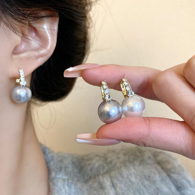 2025 Designed Pearl Drop Earrings with Crystal Hoop S925 Silver Pin
