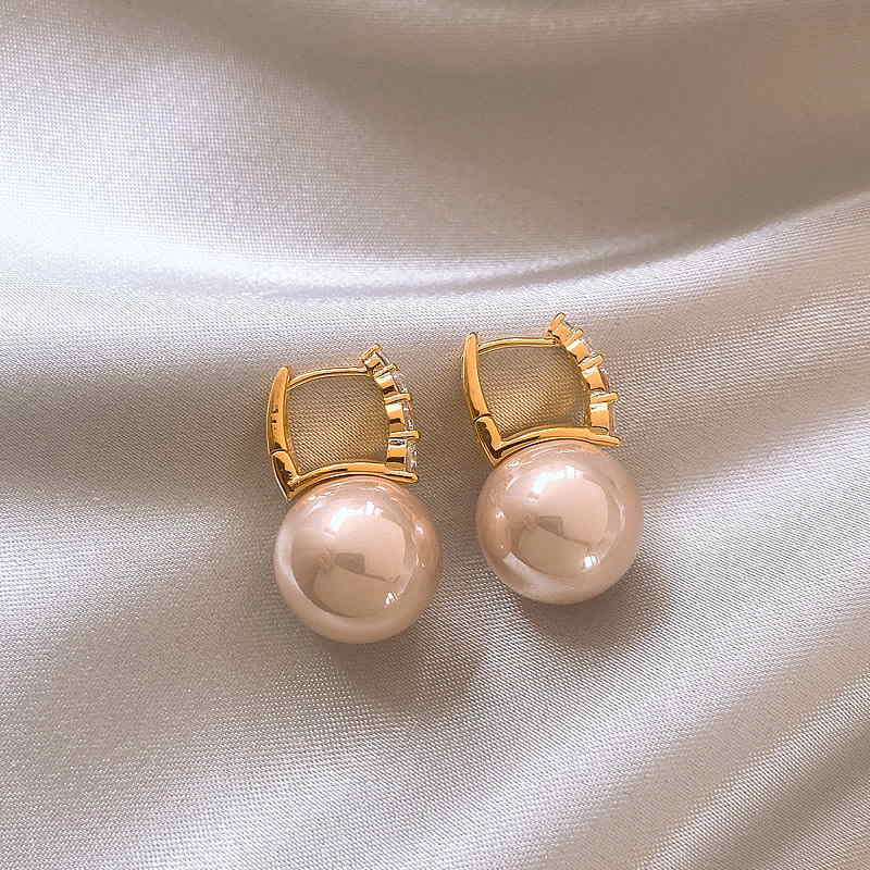 2025 Designed Pearl Drop Earrings with Crystal Hoop S925 Silver Pin