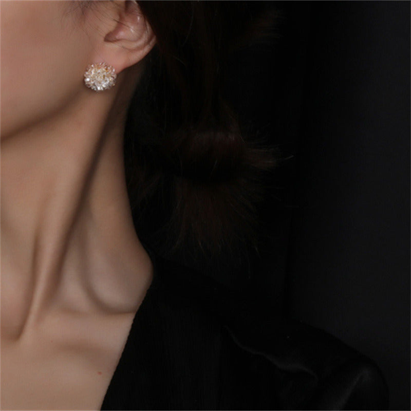 Flower Stud Earrings Shining Hydrangea Earring Studs with S925 Silver Pin