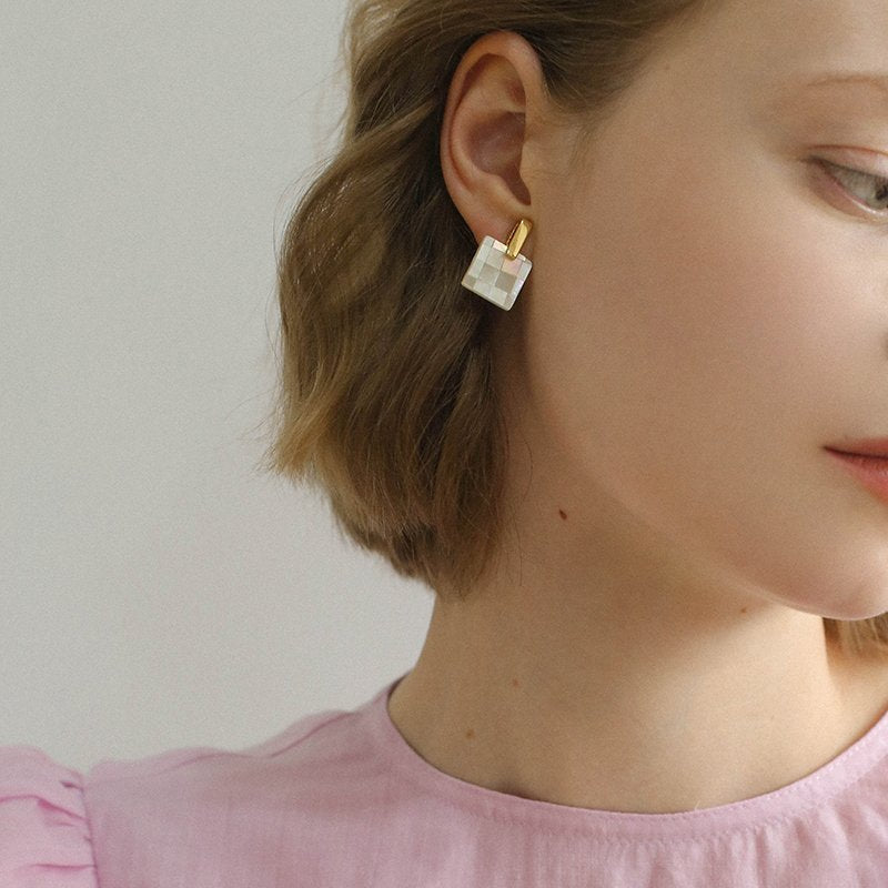 Boucles d'oreilles à tige en or Boucles d'oreilles en nacre en argent sterling