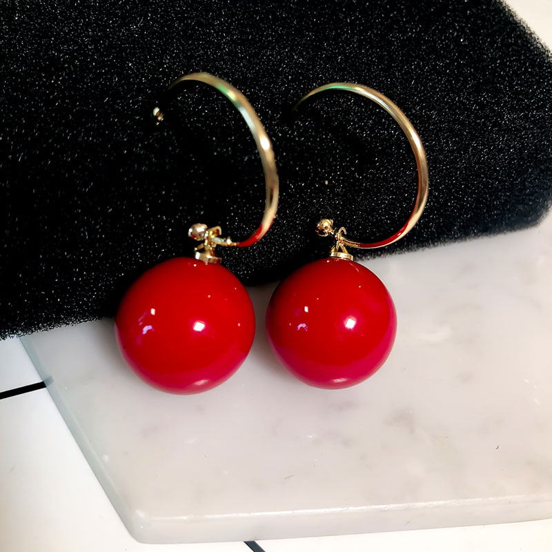 Pendientes de Perlas Grandes | Pendientes de Perlas Colgantes | Pendientes de Bolas de Oro Grandes con Cierre Hipoalergénico (20mm)