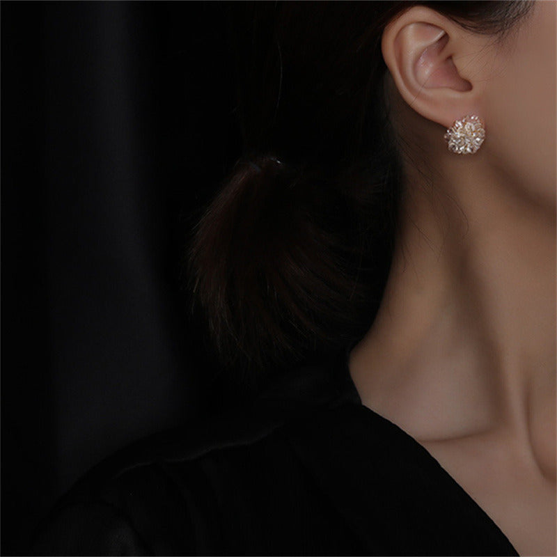 Flower Stud Earrings Shining Hydrangea Earring Studs with S925 Silver Pin