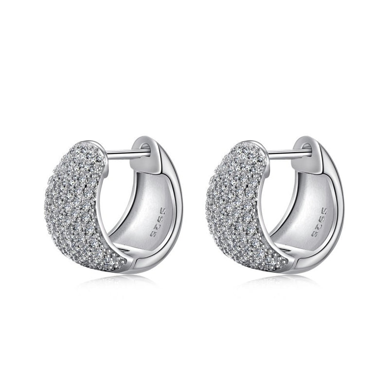 S925 Silver Chunky Hoop Earrings Huggie Diamond Hoop Earrings for Men