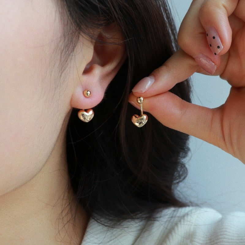 Pendientes de niña Chaquetas Pendientes colgantes en forma de corazón de plata con pasador de plata