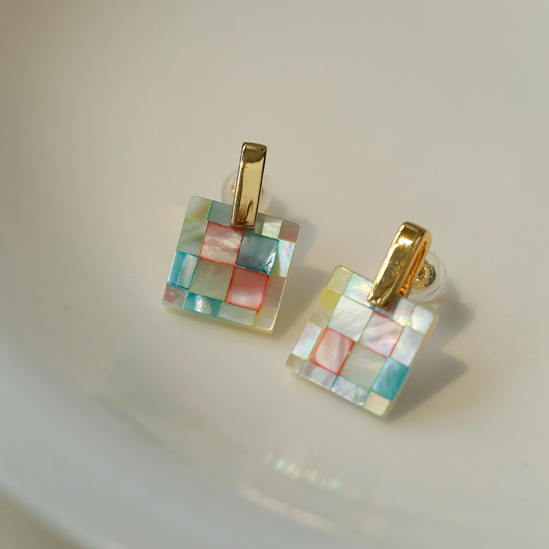 Boucles d'oreilles à tige en or Boucles d'oreilles en nacre en argent sterling