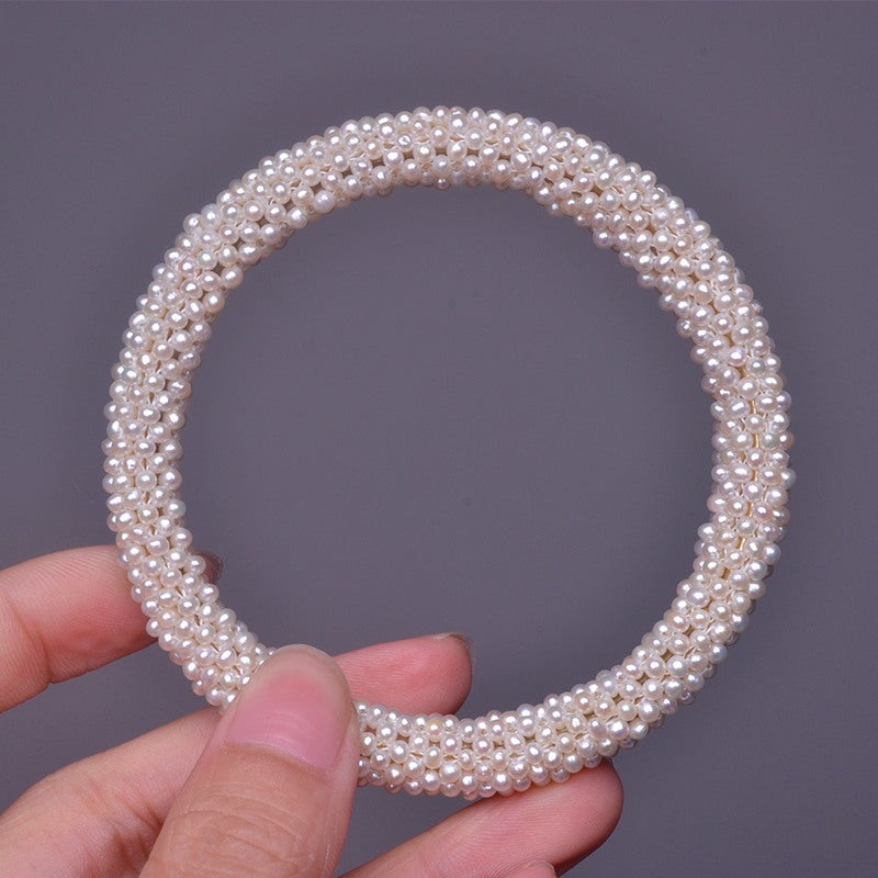 Handmade AAA Freshwater Pearl Bracelet High Luster Multi Strand Pearl Bangle Best Gift to Mom