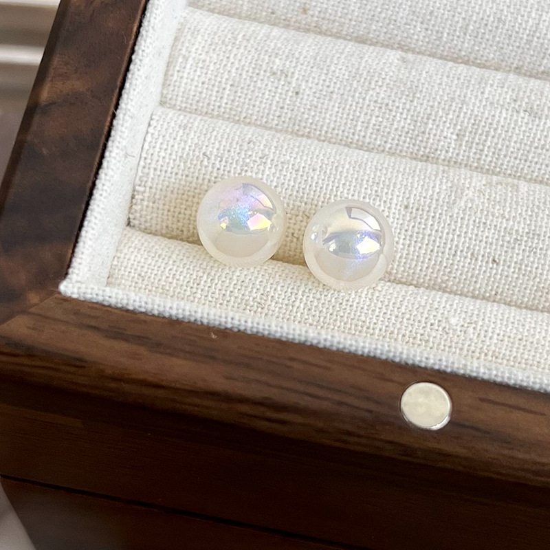 Opal Moonstone Earring Studs Shell Pearl Studs with S925 Silver Pin 8 to 14mm