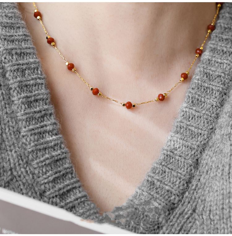 Lapis Lazuli Necklace Natural Blue Stone Necklace Gold Chain 17 inches / 45cm