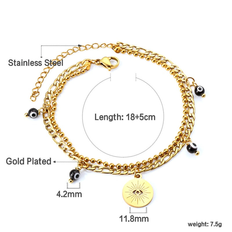 Gold Lucky Eye Bracelet Fashion 14K Gold Plated Bracelet