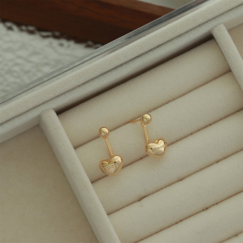 Pendientes de niña Chaquetas Pendientes colgantes en forma de corazón de plata con pasador de plata