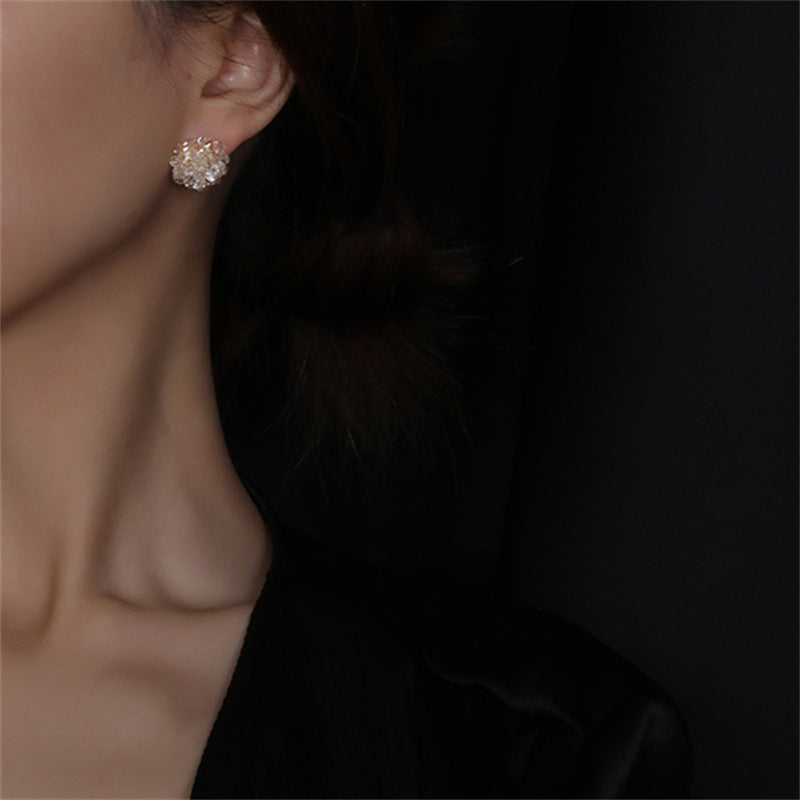 Flower Stud Earrings Shining Hydrangea Earring Studs with S925 Silver Pin