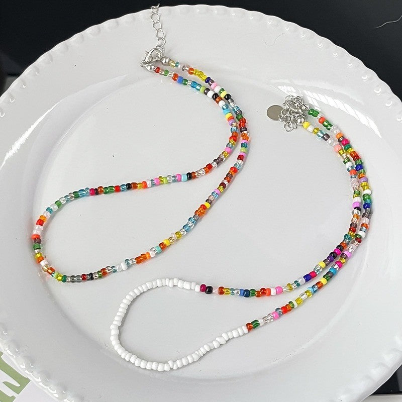 Colorful Stone Choker Necklace with S925 Silver Settings