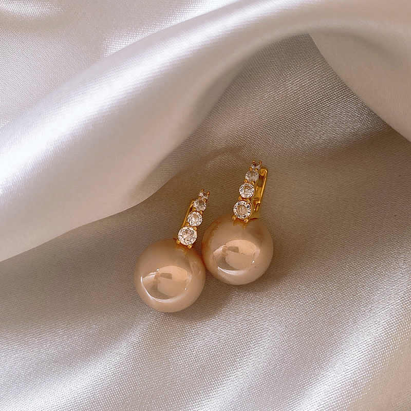 2025 Designed Pearl Drop Earrings with Crystal Hoop S925 Silver Pin