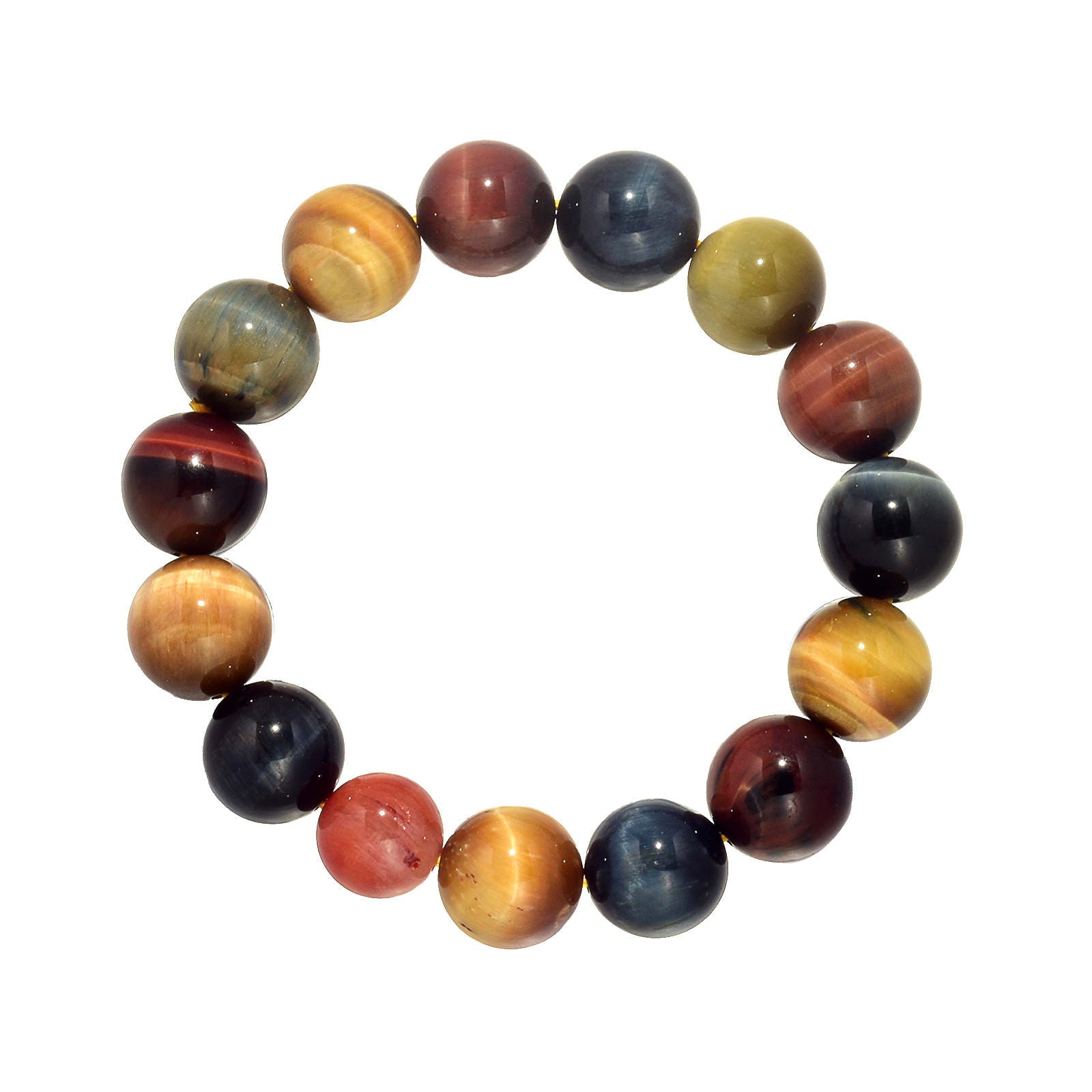 Natural Tiger's Eye Stone Bracelet 8-14mm Luxury Bracelet Strong Elastic Rope