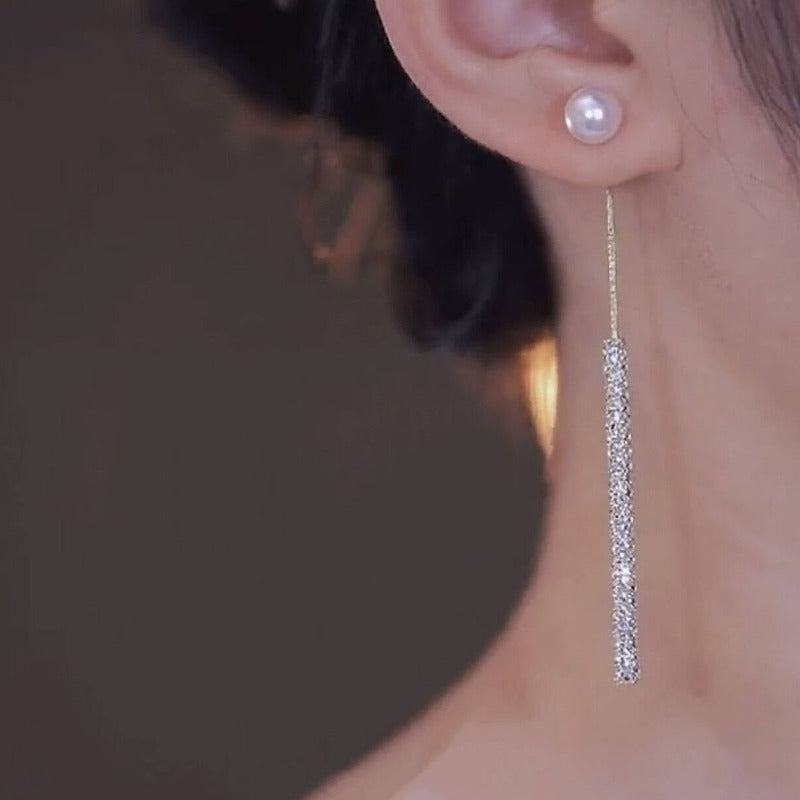Pendientes colgantes de perlas | Pendientes colgantes de diamantes | Pendientes colgantes para mujer