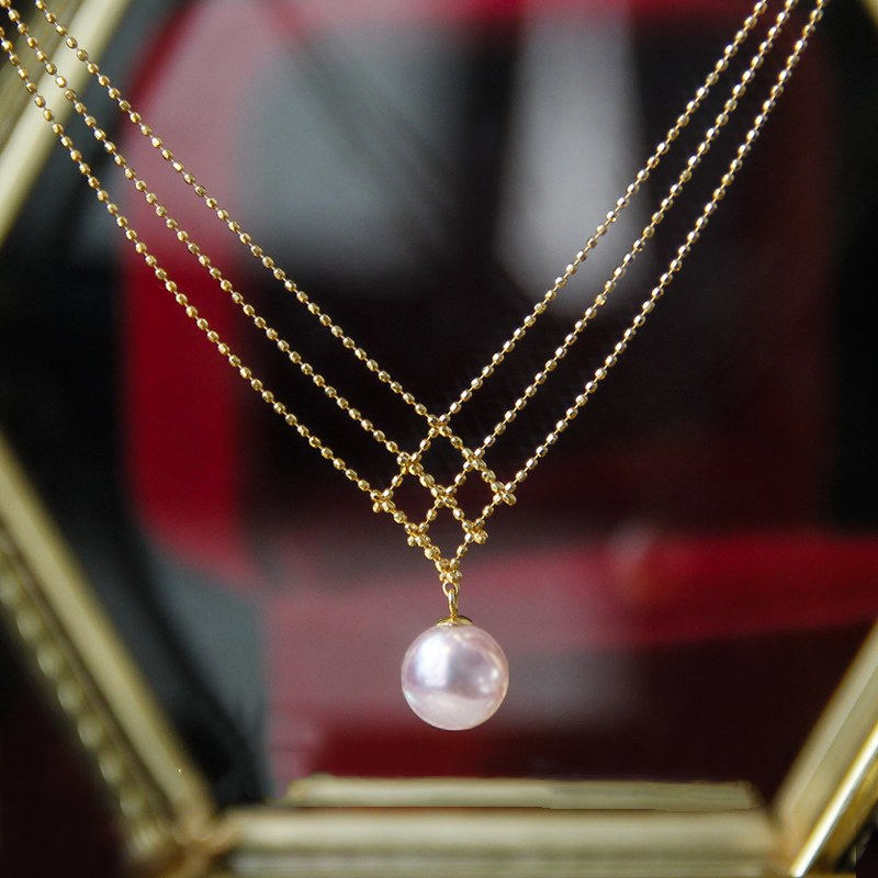 18k gold necklace with real pearl