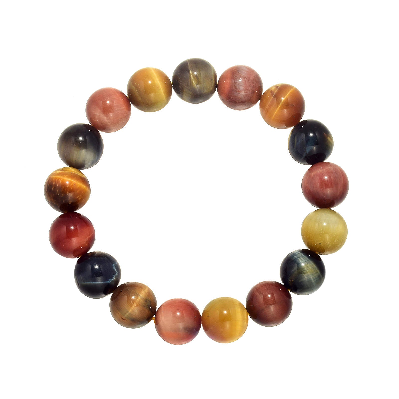 Natural Tiger's Eye Stone Bracelet 8-14mm Luxury Bracelet Strong Elastic Rope