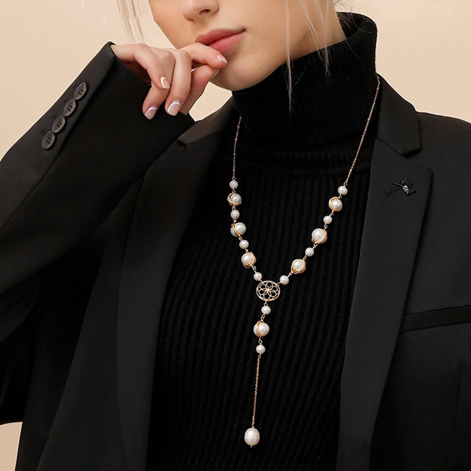 Luxury Real Baroque Pearl Long Necklace Colorful Freshwater Pearl Long Sweater Chain