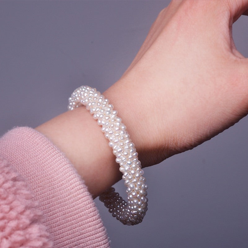 Handmade AAA Freshwater Pearl Bracelet High Luster Multi Strand Pearl Bangle Best Gift to Mom