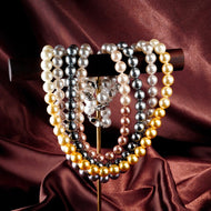 Pearl Necklace Gradient Colorful Pearl Necklace High Luster Shell Pearl Necklace Silver Clasp 50cm for Women