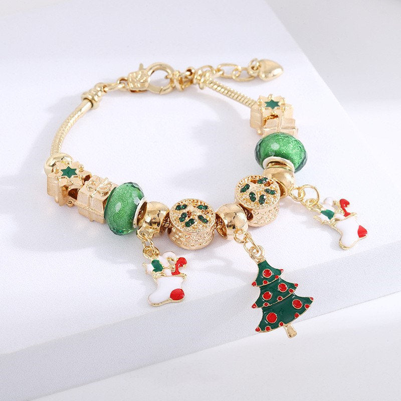 Christmas Bracelet Santa Tree Snowflake Charming Pendant Xmas Gift