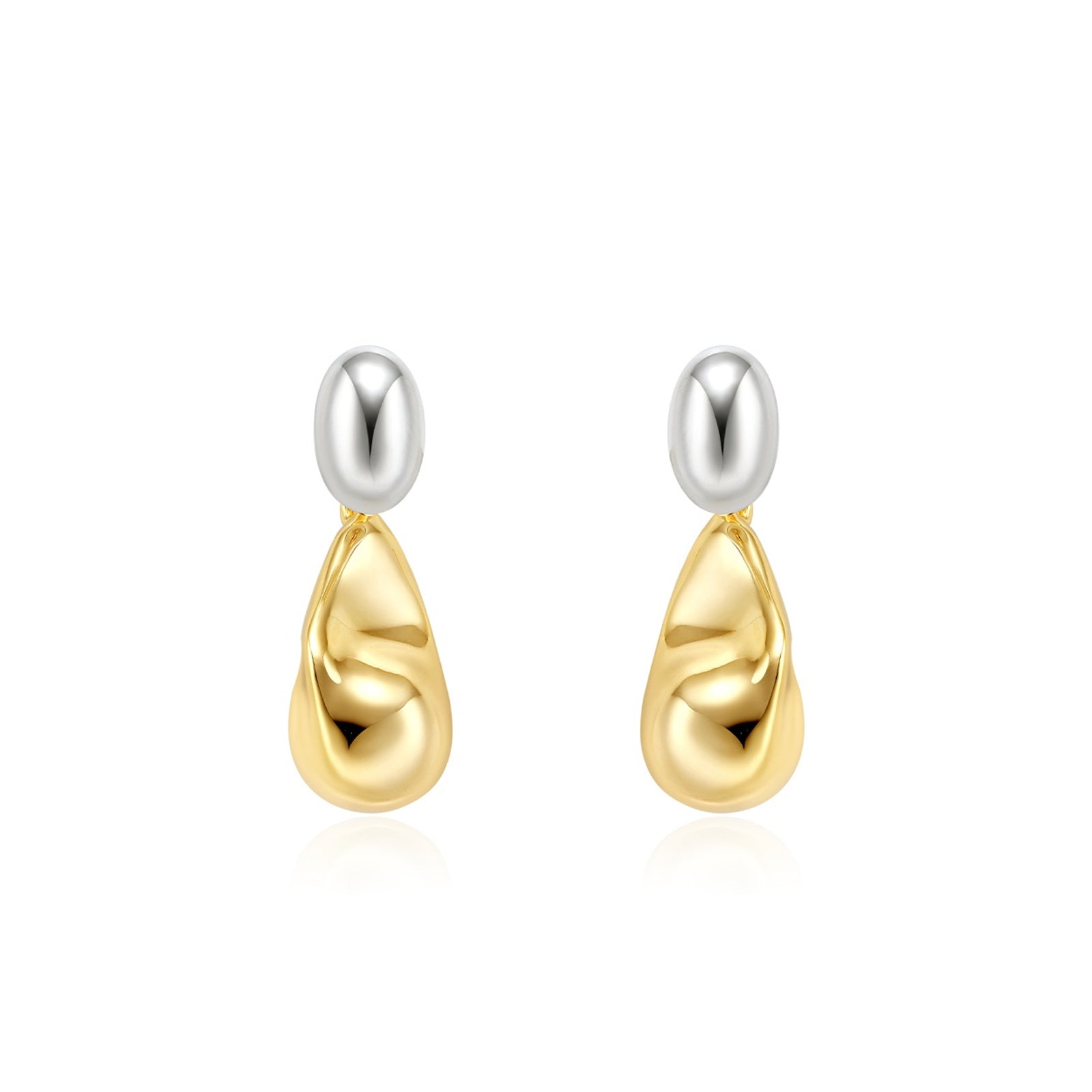 Gold and Silver Bean Earrings Waterdrop Earring Jackets with Silver Pin