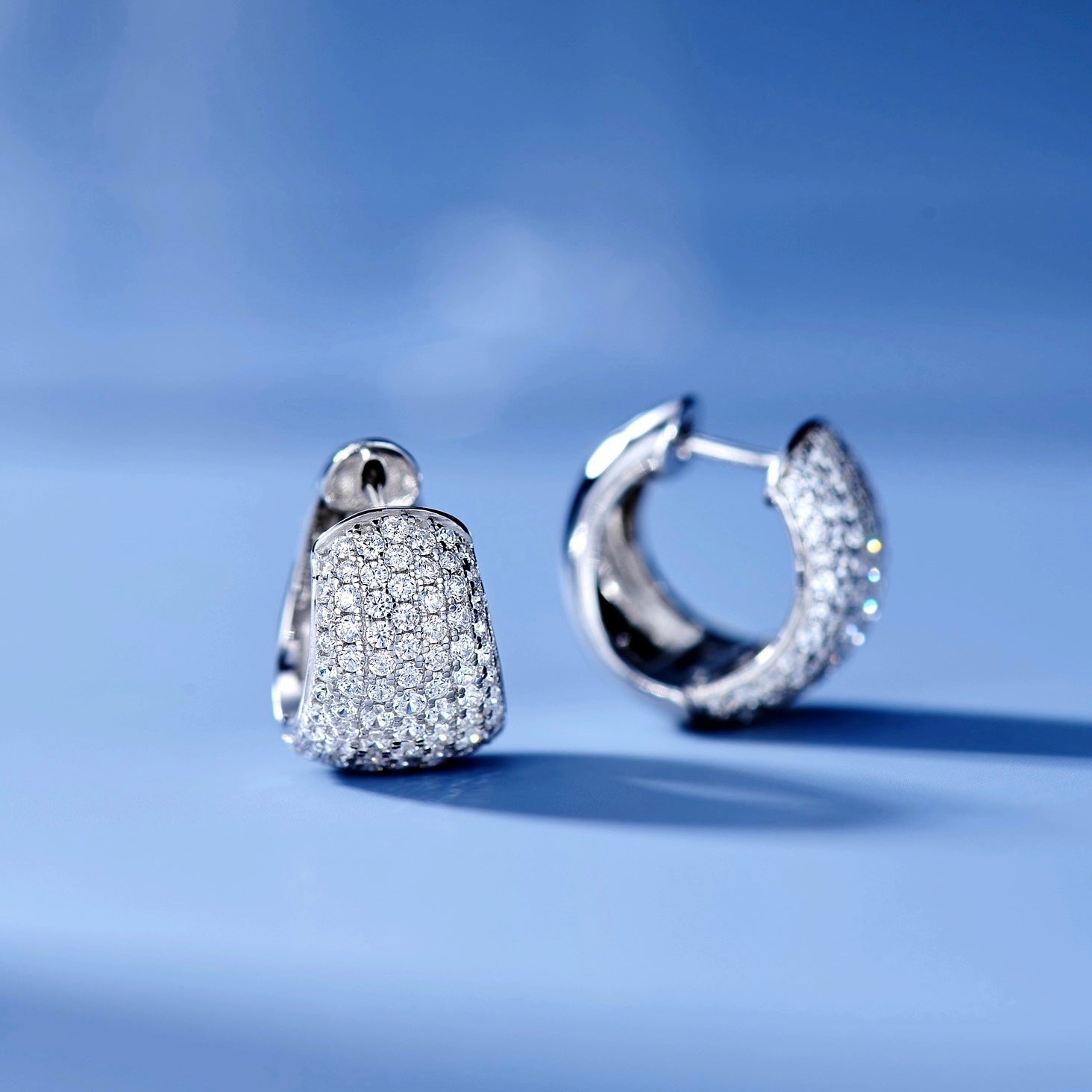 S925 Silver Chunky Hoop Earrings Huggie Diamond Hoop Earrings for Men