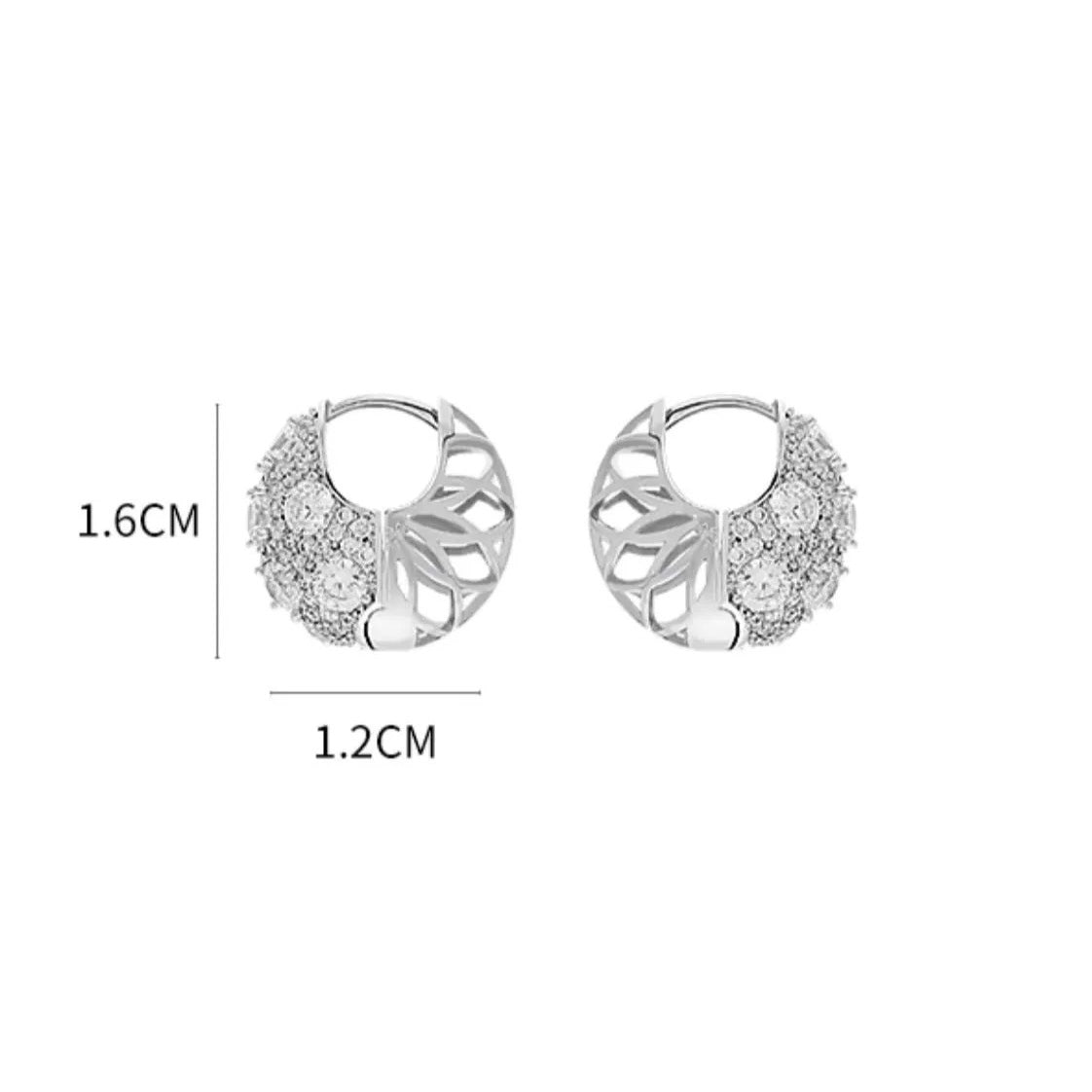 Pendientes de aro gruesos con diamantes y oro plateado, pendientes Huggie de circonita con esqueleto de 2 lados
