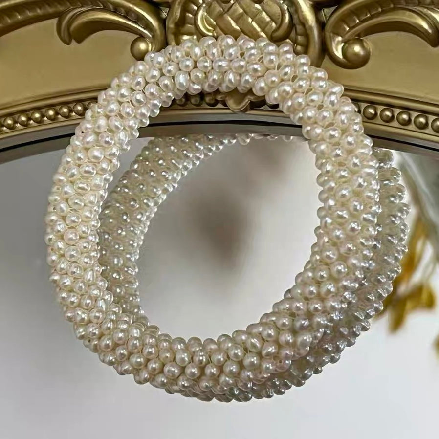 Handmade AAA Freshwater Pearl Bracelet High Luster Multi Strand Pearl Bangle Best Gift to Mom