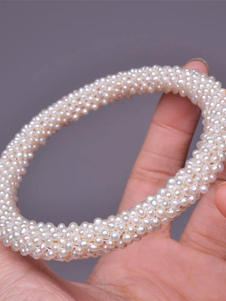 Handmade AAA Freshwater Pearl Bracelet High Luster Multi Strand Pearl Bangle Best Gift to Mom
