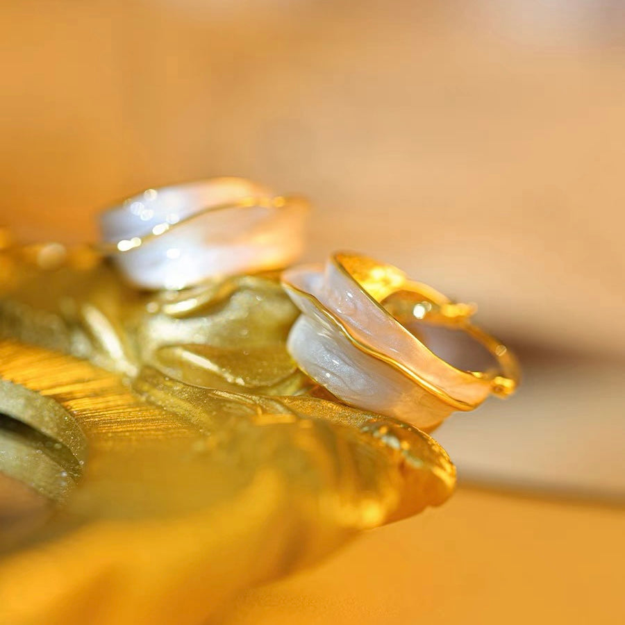 Irregular Gold Hoop Earrings | Glaze Gold Hoop Earrings in 14K Gold Plated