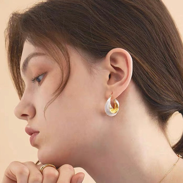 Irregular Gold Hoop Earrings | Glaze Gold Hoop Earrings in 14K Gold Plated