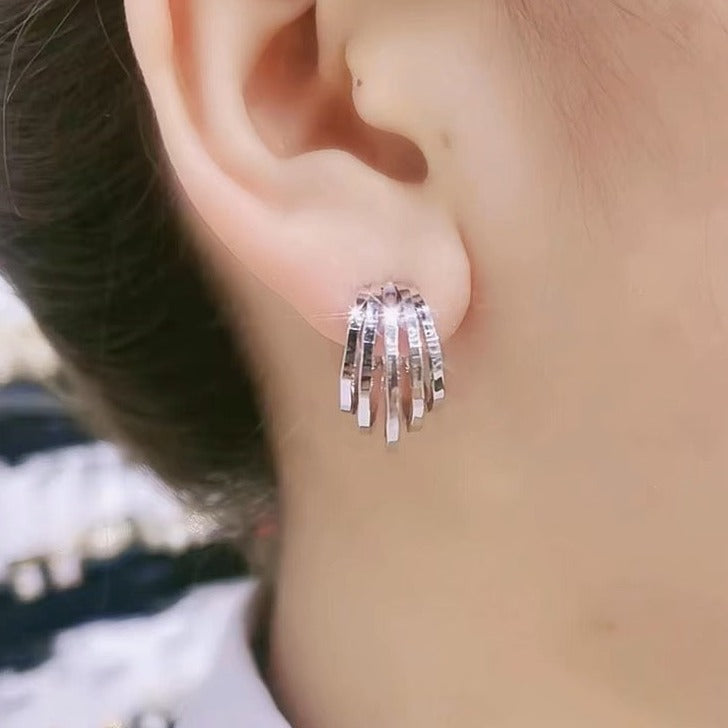 Pendientes de aro chapados en oro de 18 quilates Aro de oreja de garra fina en oro y plata con pasador de plata S925