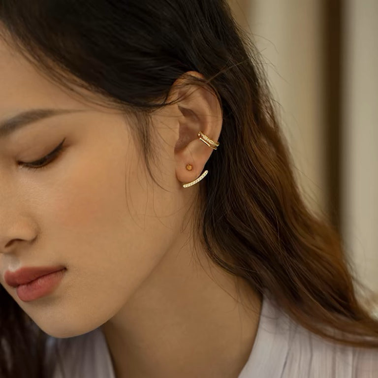 Cool Ear Cuff - Aro chapado en oro sin piercing para oreja