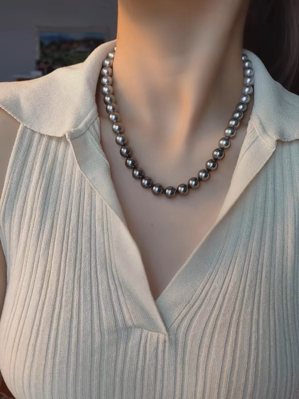 New Fashion Pearl Necklace 10mm High Luster Shell Pearl Necklace Silver Clasp 20 inch / 50cm