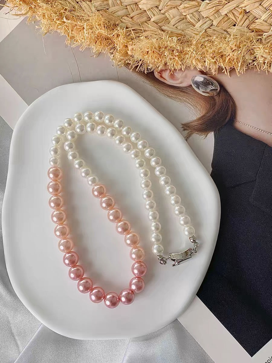 New Fashion Pearl Necklace 10mm High Luster Shell Pearl Necklace Silver Clasp 20 inch / 50cm