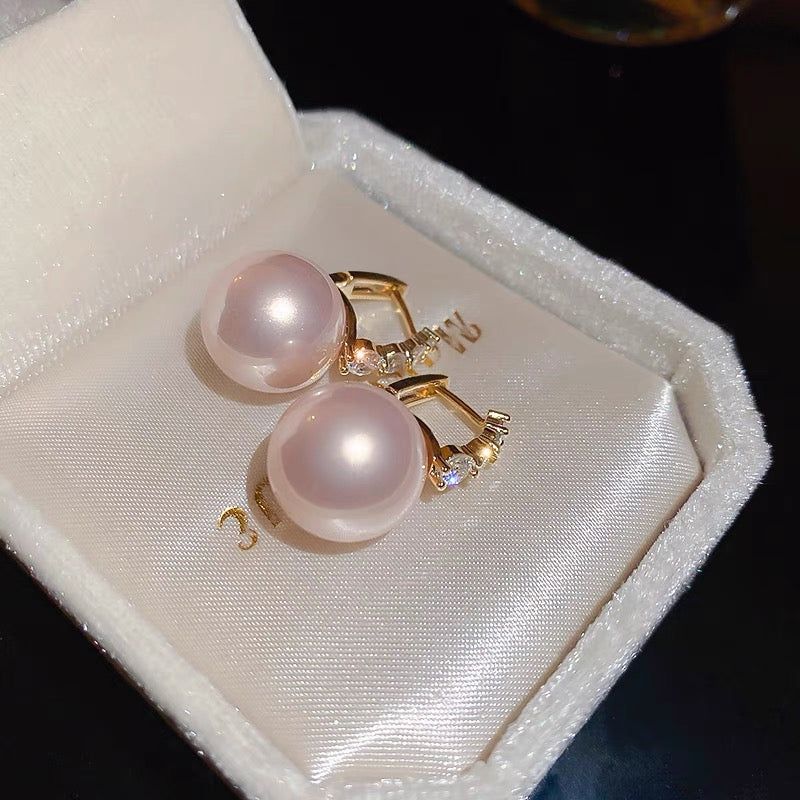 2025 Designed Pearl Drop Earrings with Crystal Hoop S925 Silver Pin