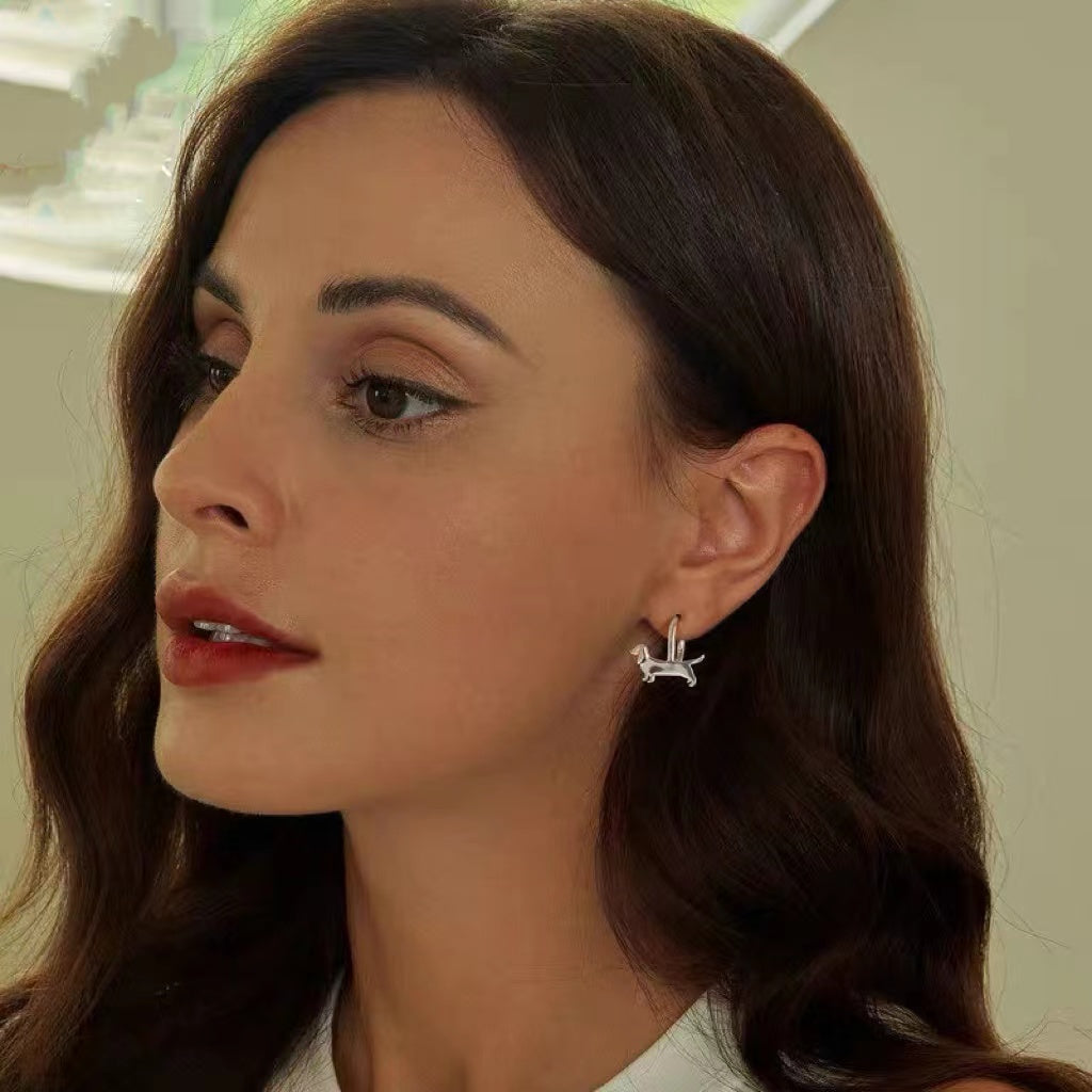 Small Wiener Dog Stud Earrings Super Cute Silver and Gold Dachshund Earring Studs