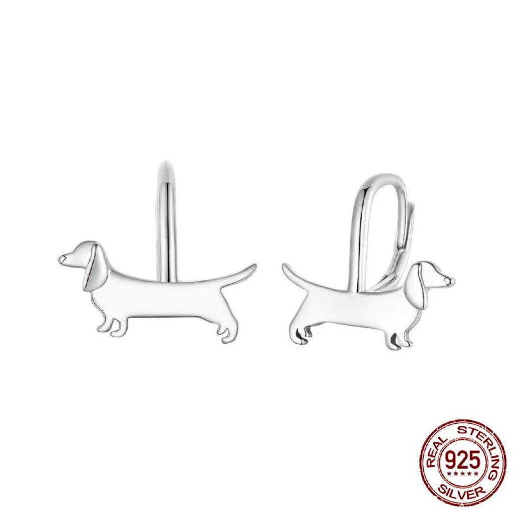 Small Wiener Dog Stud Earrings Super Cute Silver and Gold Dachshund Earring Studs