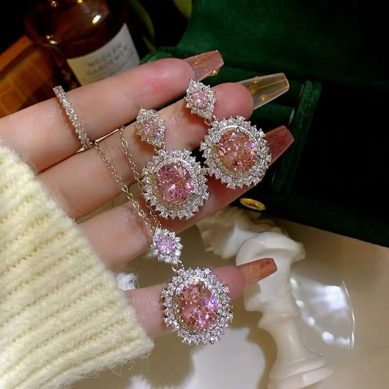 3 Color Available Super Shine Crystal Diamond Jewelry Sets | Crystal Earrings Crystal Pendant and Crystal Rings | Jewelry Sets for Women
