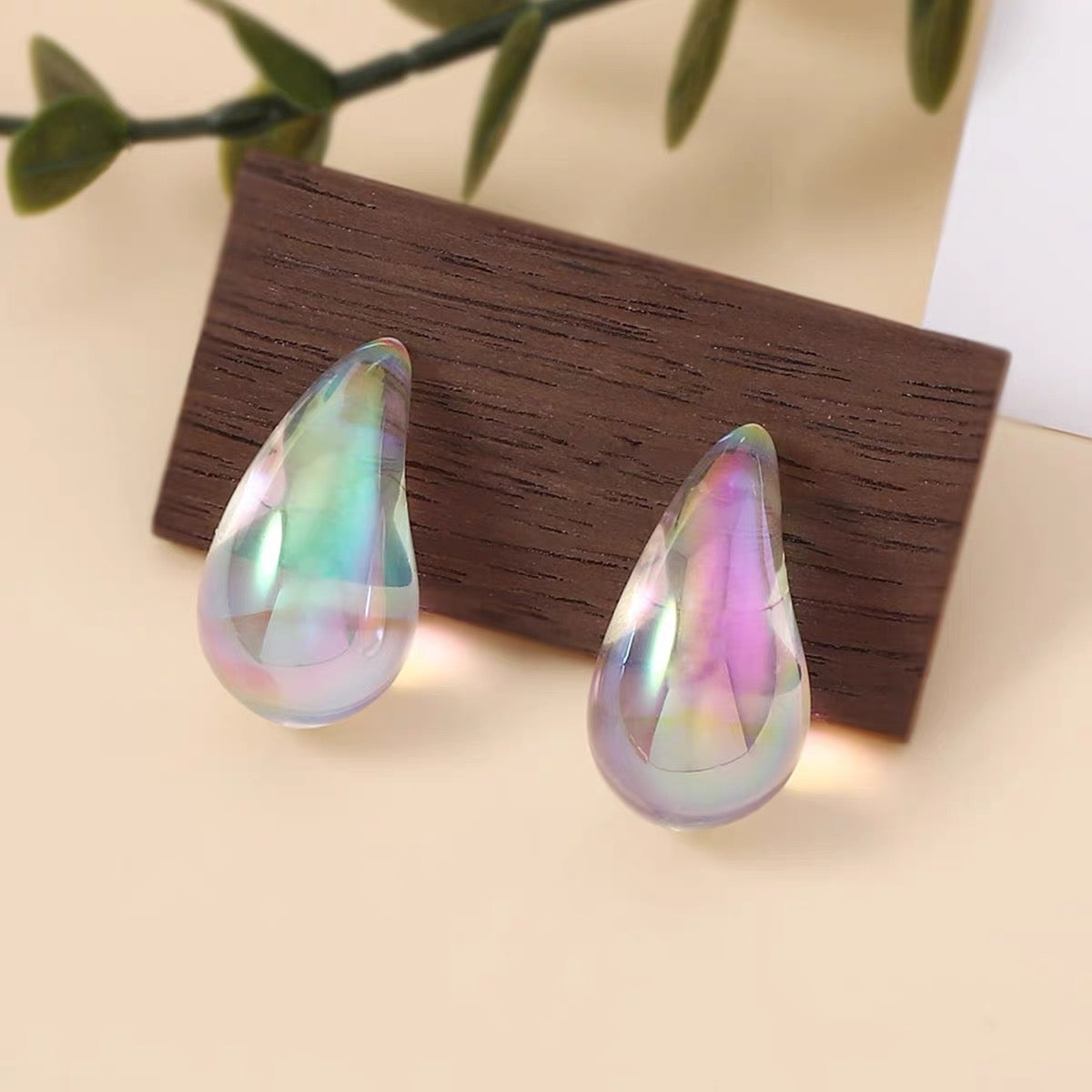 Big Gold and Silver Chunky Hoop Earrings Teardrop Huggie Earrings with S925 Silver Pin