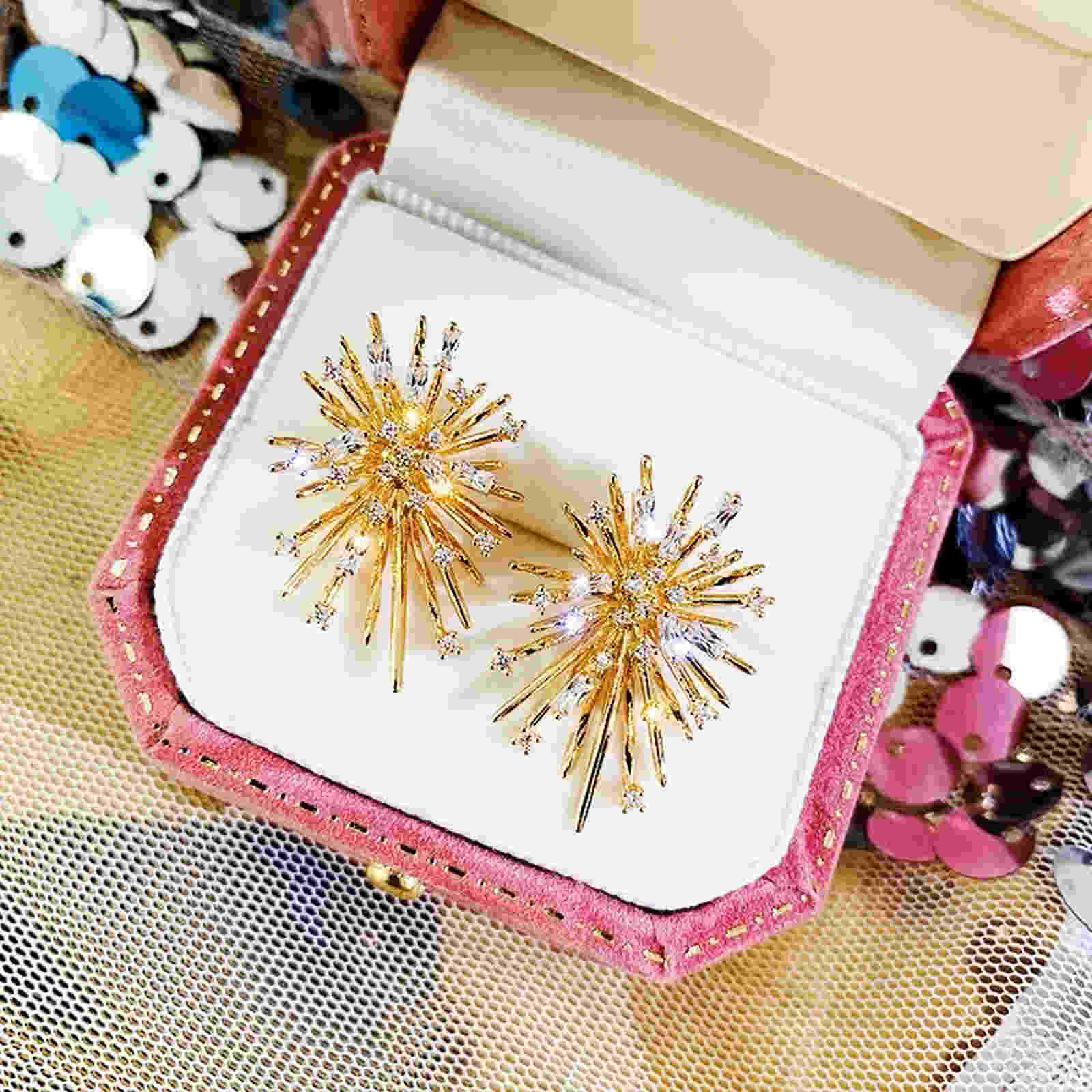 Crystal Earring Studs Designed Gold and Silver Firework Earrings with s925 Silver Pin