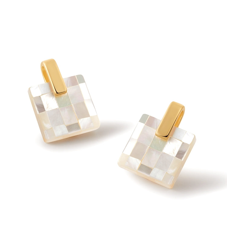 Boucles d'oreilles à tige en or Boucles d'oreilles en nacre en argent sterling