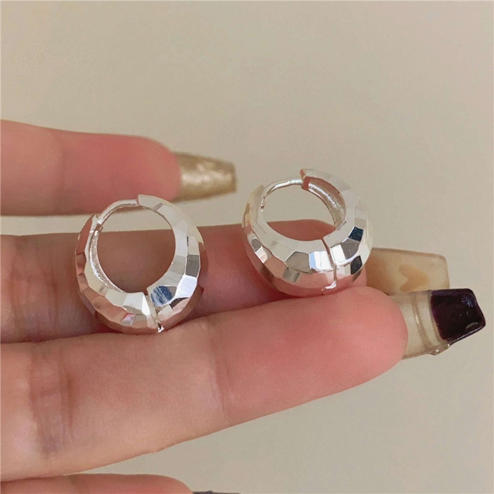 Trendy 18K Gold Plated Hoop Earrings Geometry Huggie Hoop Earrings Gold and Silver