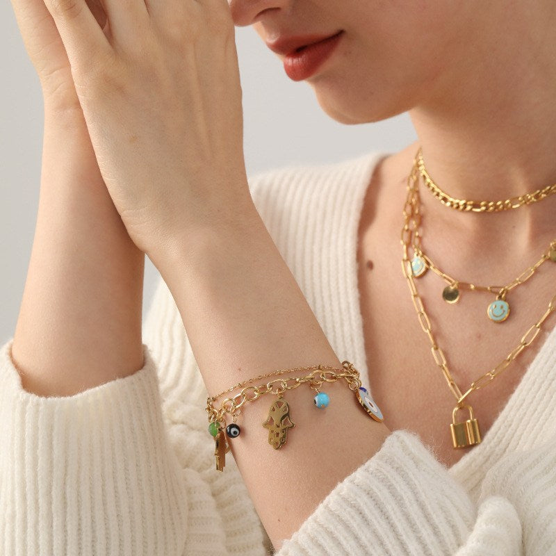 Gold Lucky Eye Bracelet Fashion 14K Gold Plated Bracelet