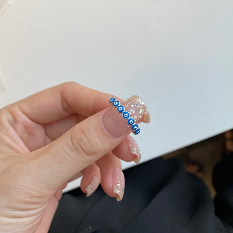 Solid Sterling Sliver Ring Lucky Eye Fashion Designed Blue Ring