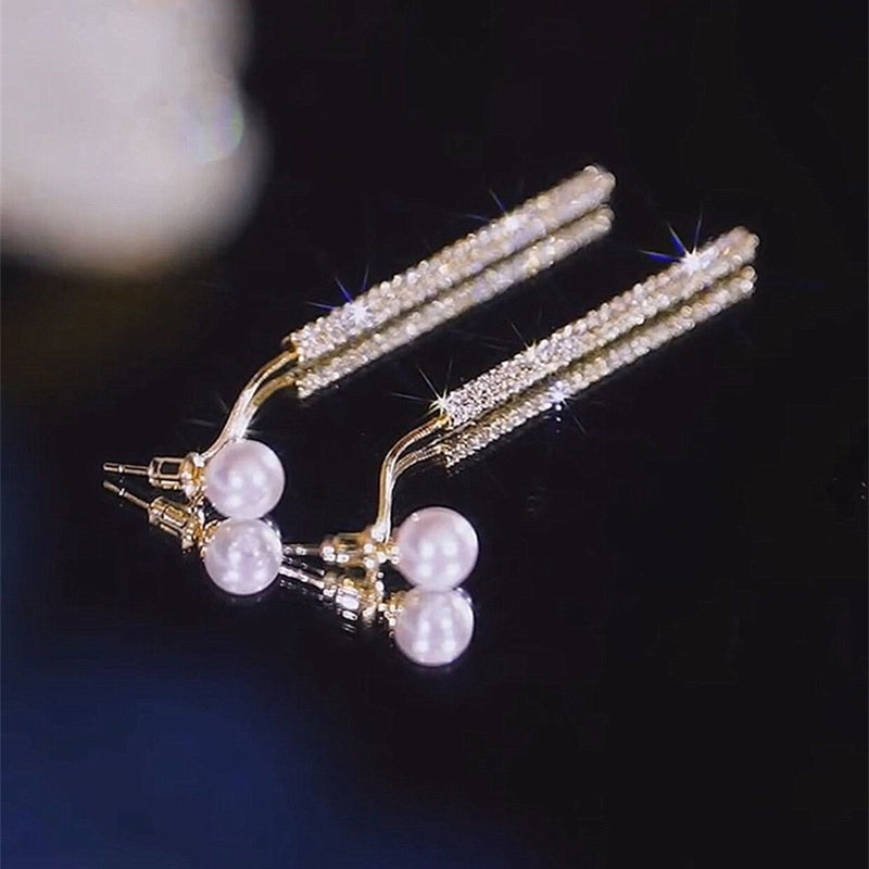Pendientes colgantes de perlas | Pendientes colgantes de diamantes | Pendientes colgantes para mujer