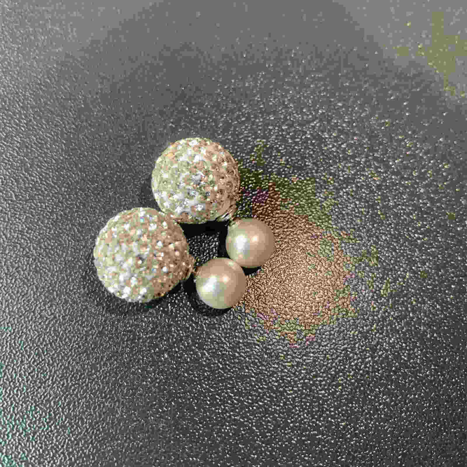 Double Sided Earring Studs Bling Crystal Ball Zircon Stud Earrings with S925 Silver Pin