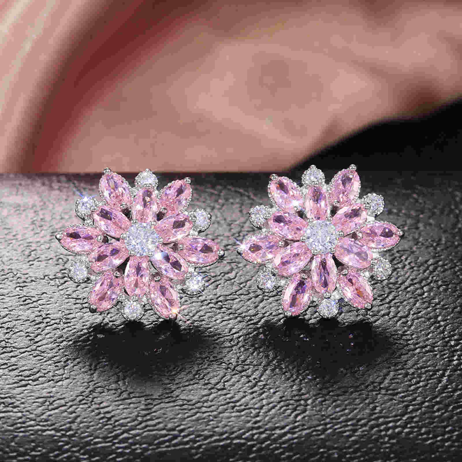 Luxurious Sunflower Earrings Stud Double Layer Zircon Women's Earrings with S925 Silver Pin