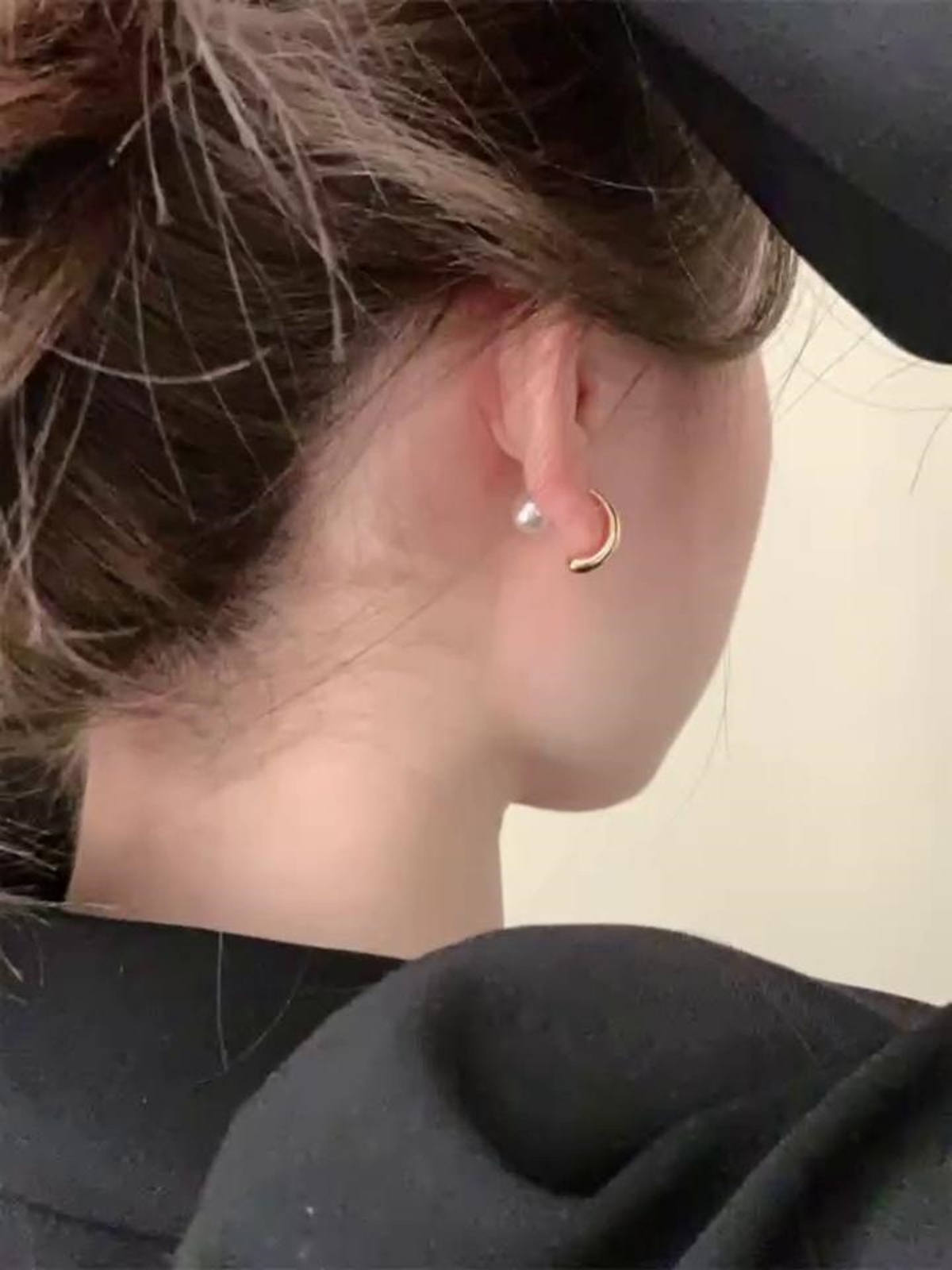 2-Way to Wear Gold Hoop and Pearl Earrings with Silver Pin